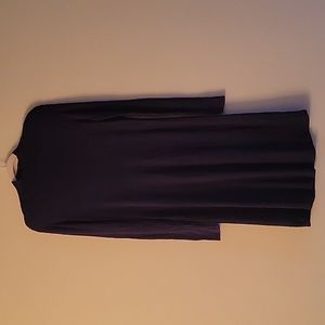 Nina Patrick 100%‎ Silk Long Sleeve Mock Neck Ribbed Dress Navy Medium